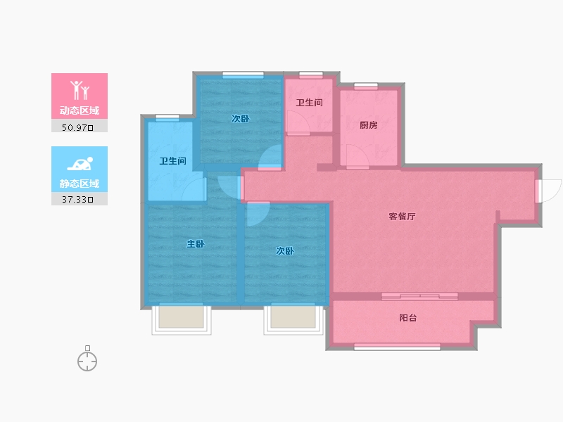 江苏省-无锡市-万科・新酩悦-78.07-户型库-动静分区