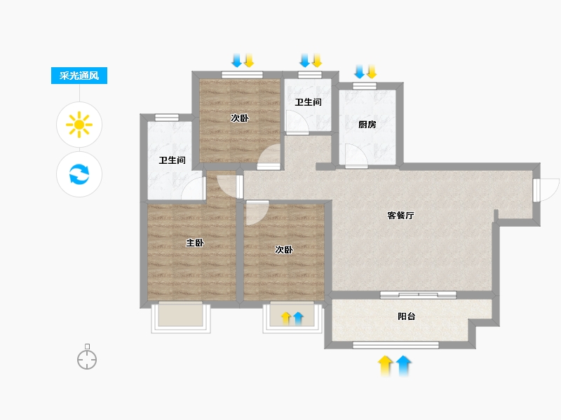 江苏省-无锡市-万科・新酩悦-78.07-户型库-采光通风