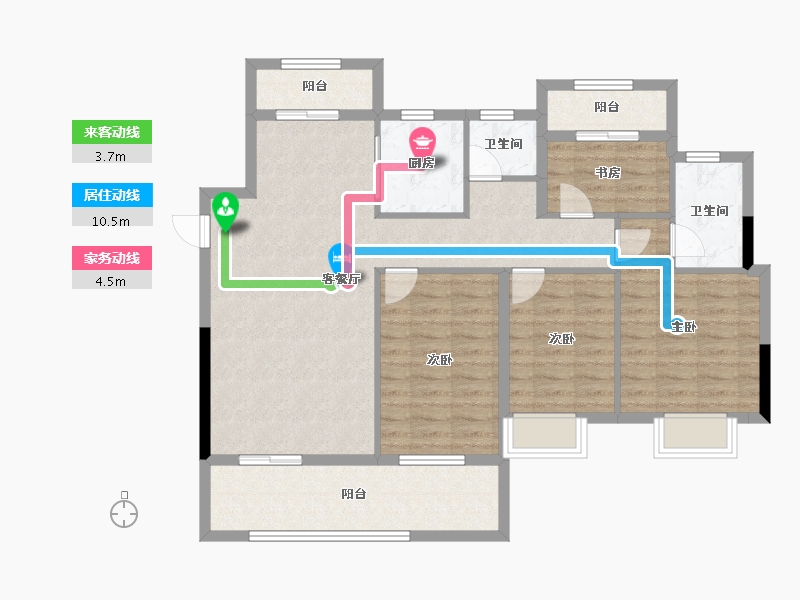 江西省-赣州市-信丰天玺华府-104.17-户型库-动静线