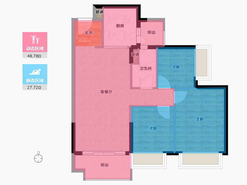 广东省-深圳市-时代英之皇・廊桥-68.97-户型库-动静分区