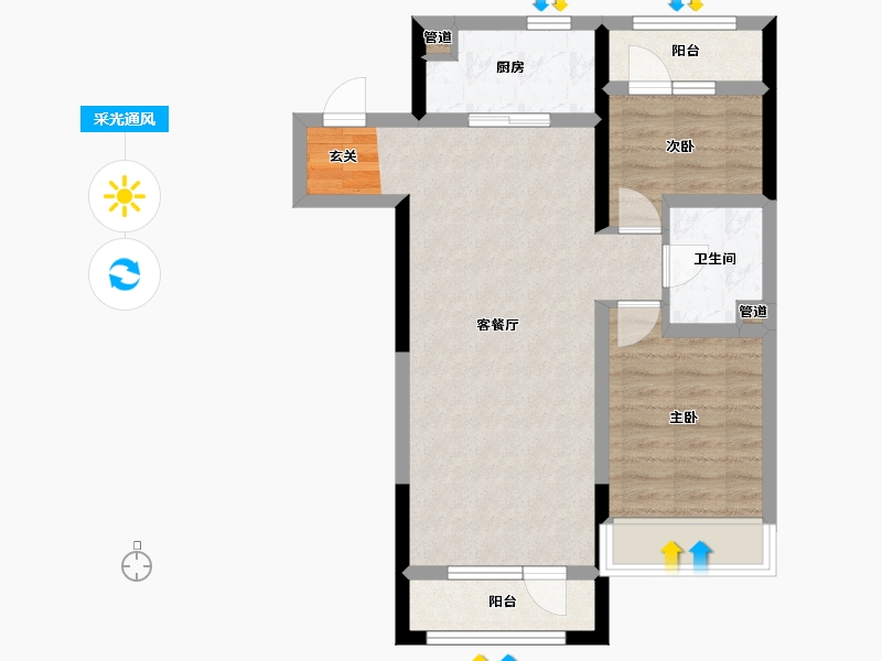 吉林省-四平市-雍熙府-64.02-户型库-采光通风