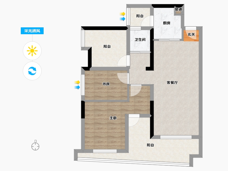 湖南省-长沙市-保利西海岸-76.32-户型库-采光通风