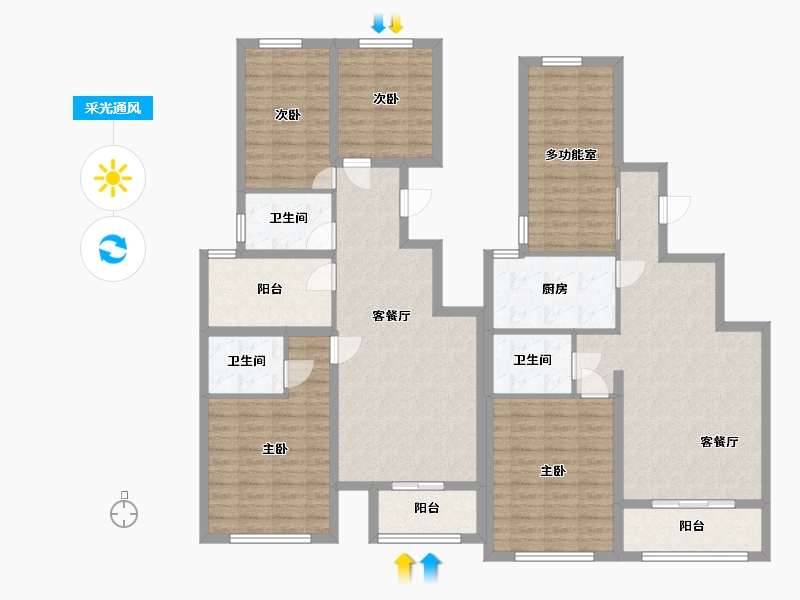 河北省-沧州市-融城花园-156.51-户型库-采光通风