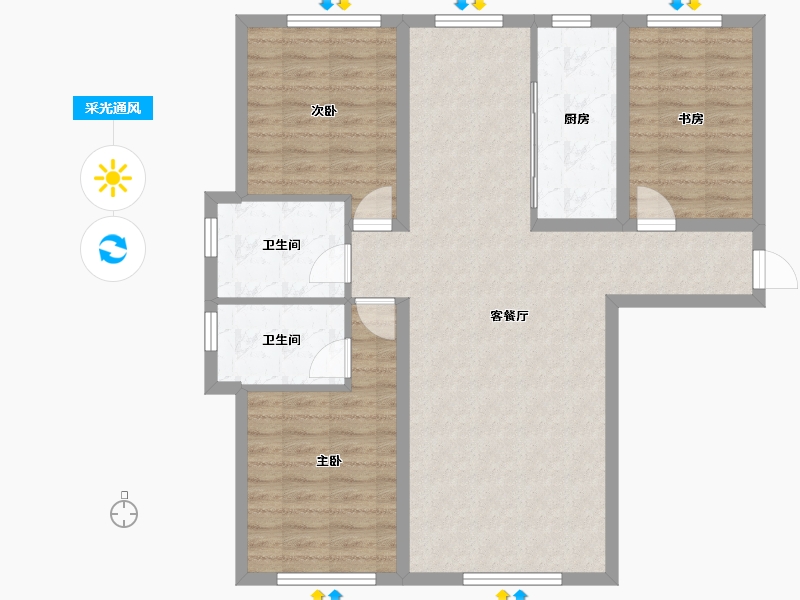 黑龙江省-大庆市-瀚城国际二期-94.40-户型库-采光通风