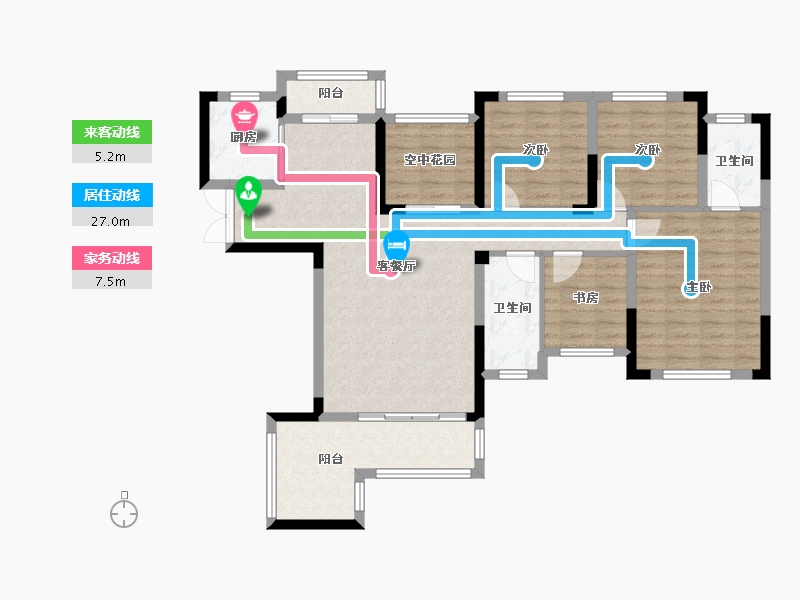 湖南省-长沙市-泰禹云开壹品.樾玺-104.16-户型库-动静线