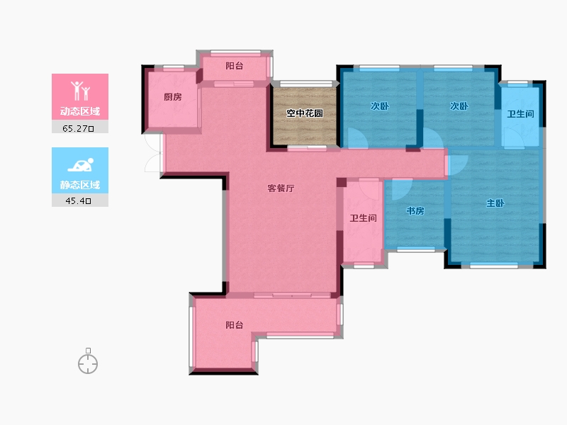 湖南省-长沙市-泰禹云开壹品.樾玺-104.16-户型库-动静分区