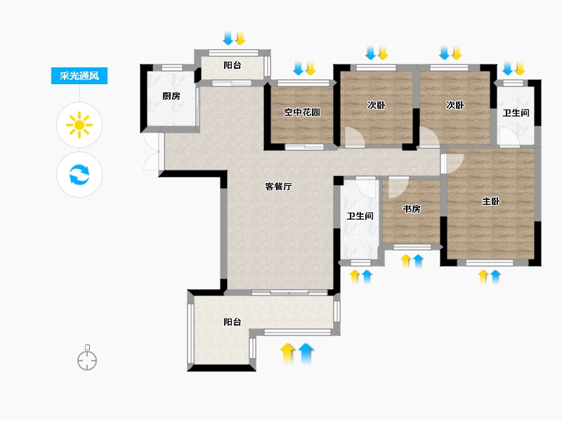 湖南省-长沙市-泰禹云开壹品.樾玺-104.16-户型库-采光通风