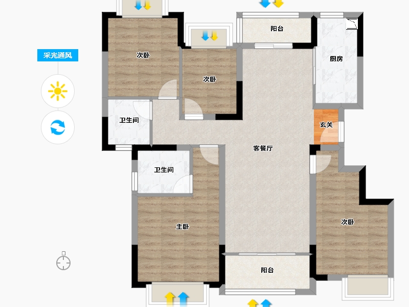 四川省-成都市-雅居乐锦城-102.47-户型库-采光通风