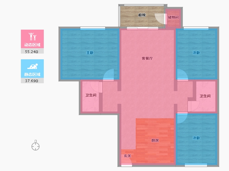 California-Los Angeles-Continental Village-86.14-户型库-动静分区