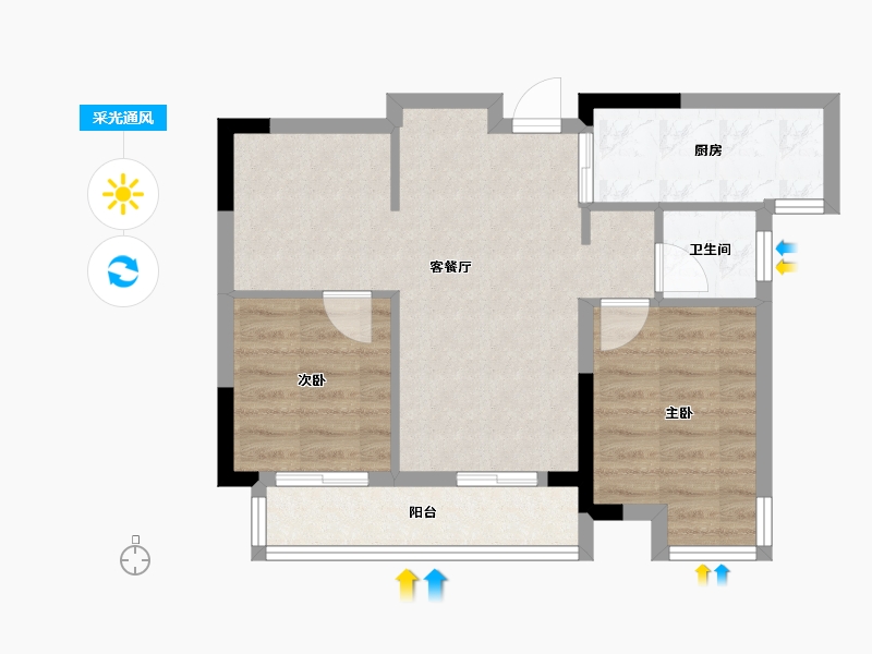 广西壮族自治区-南宁市-招商樾园-56.32-户型库-采光通风