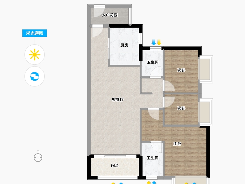 广东省-广州市-时代香海彼岸（南沙）-79.55-户型库-采光通风