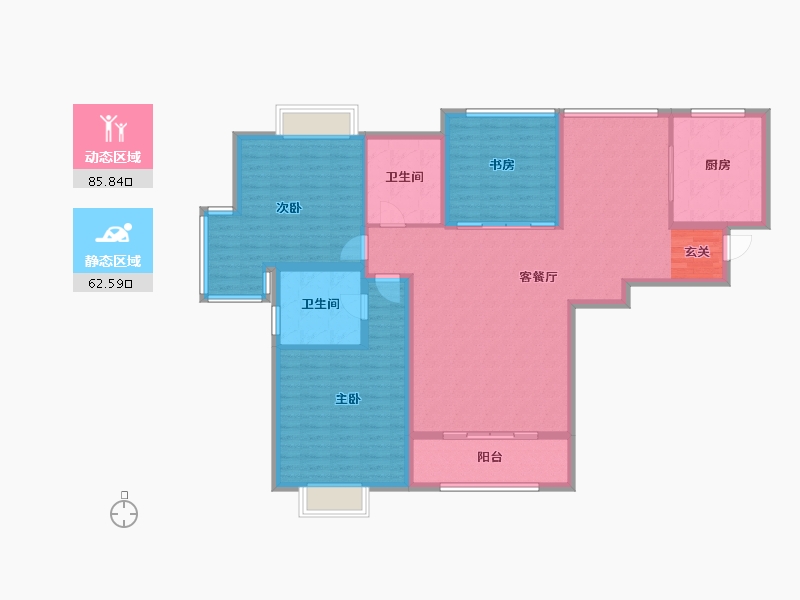 江苏省-苏州市-太阳星辰花园泊朗峰-135.00-户型库-动静分区