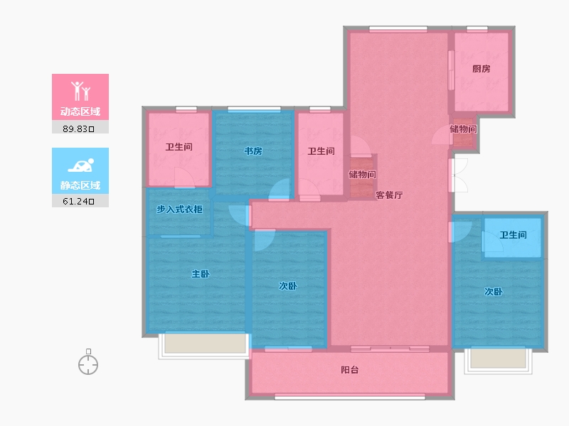 江苏省-南京市-南京金隅紫京叠院-135.41-户型库-动静分区