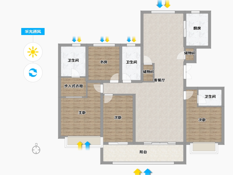 江苏省-南京市-南京金隅紫京叠院-135.41-户型库-采光通风