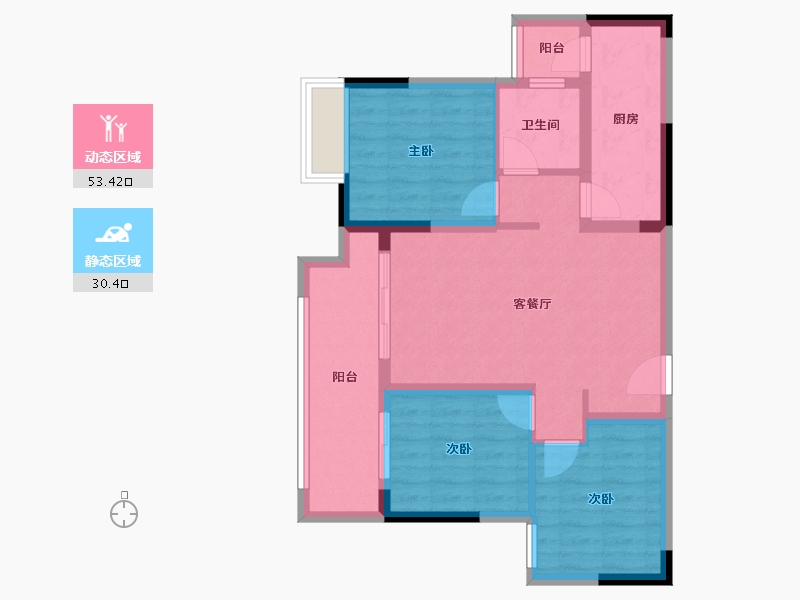 重庆-重庆市-涪陵金科中央公园-74.33-户型库-动静分区