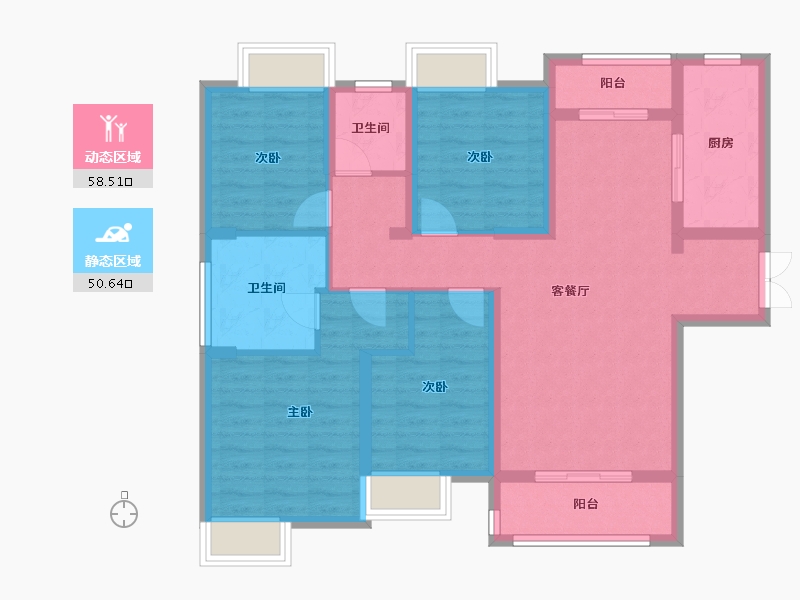 湖北省-武汉市-盛观尚城-96.56-户型库-动静分区