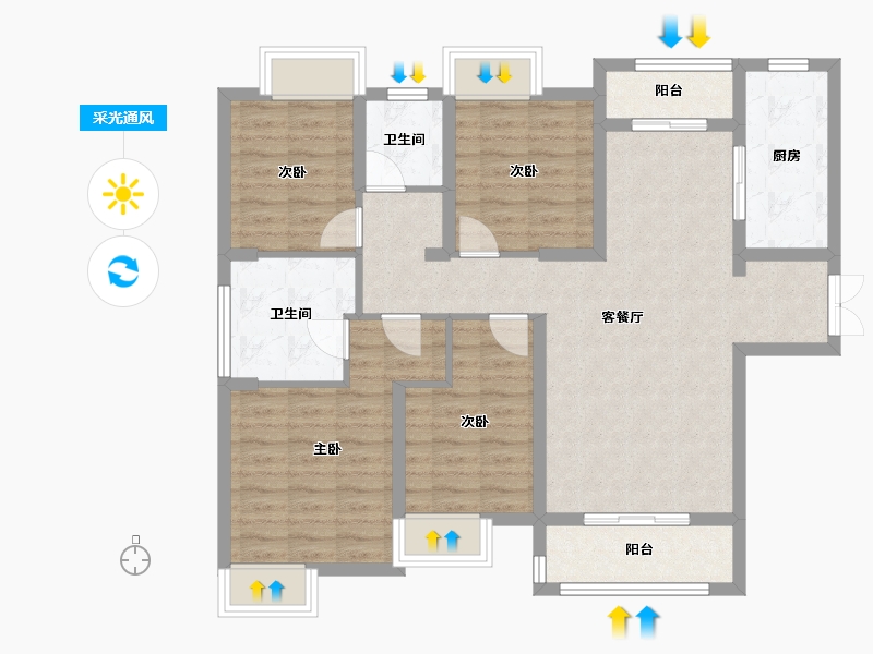 湖北省-武汉市-盛观尚城-96.56-户型库-采光通风