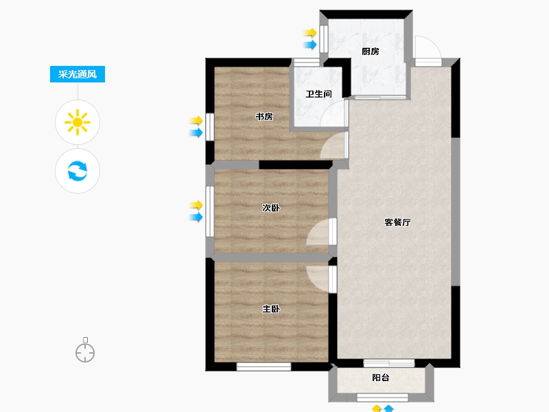 河南省-安阳市-空港新城a5-2-203-61.91-户型库-采光通风