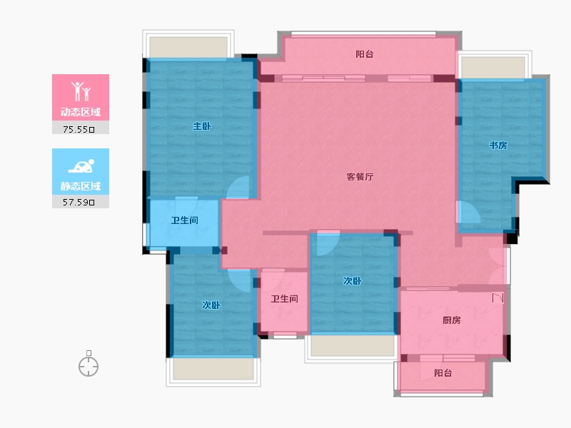 重庆-重庆市-金科中泰上镜-119.23-户型库-动静分区