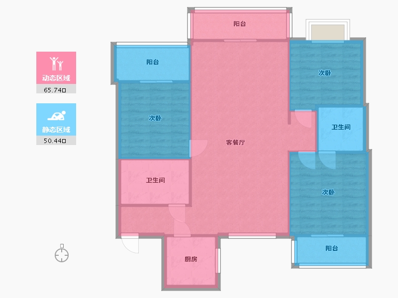 云南省-昆明市-千禧龙庭-106.44-户型库-动静分区