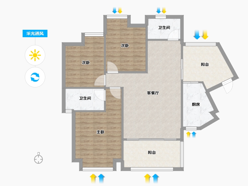 广东省-中山市-龙光海悦城邦-93.78-户型库-采光通风