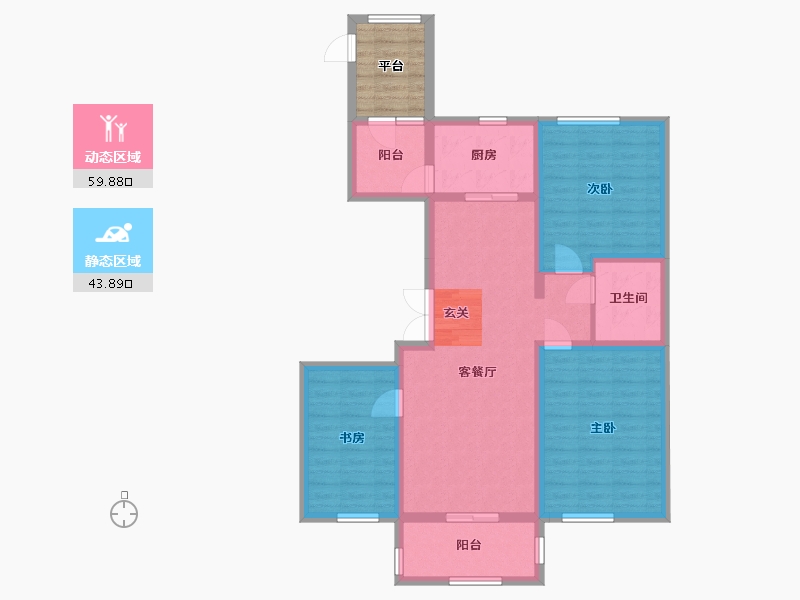 黑龙江省-哈尔滨市-玫瑰湾・智园-98.04-户型库-动静分区