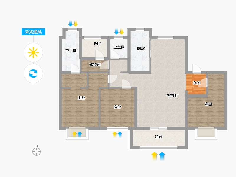 浙江省-宁波市-碧桂园中南海上传奇-103.01-户型库-采光通风