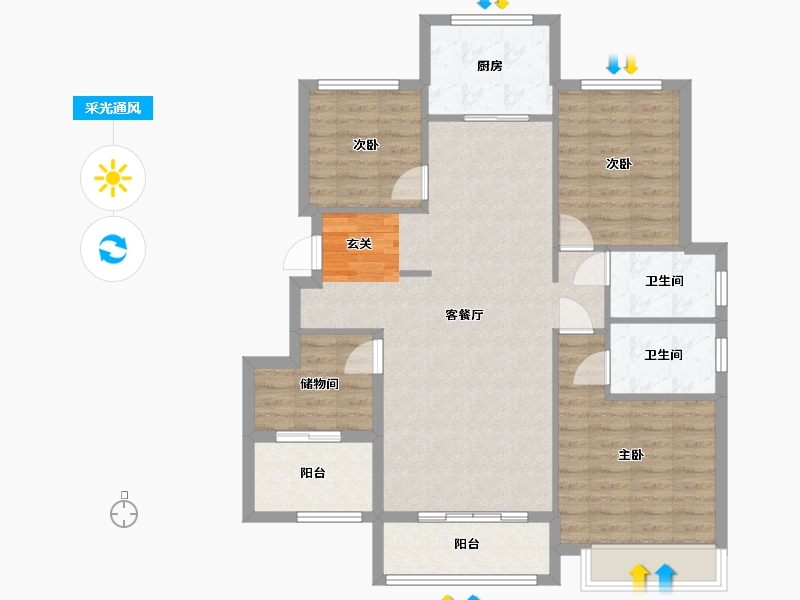 浙江省-宁波市-云山新语（云立方）-99.00-户型库-采光通风