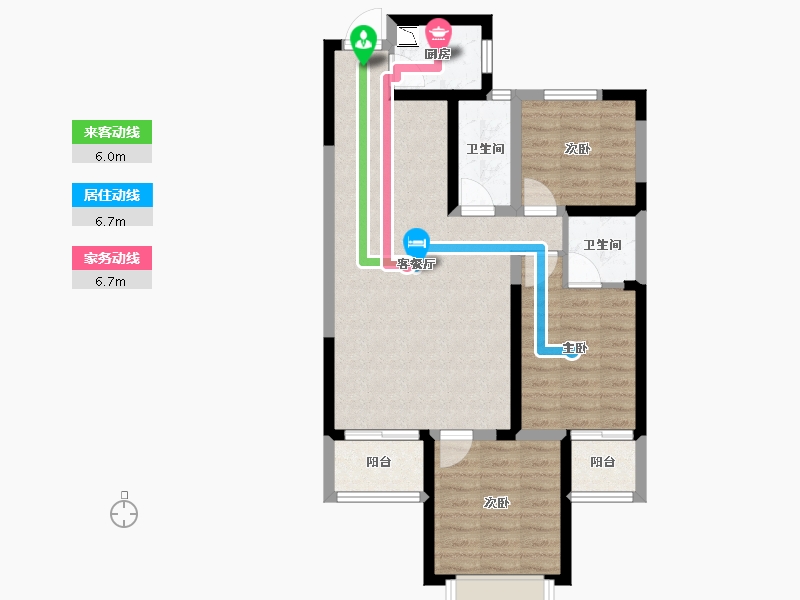 陕西省-西安市-华宇・时间城-75.01-户型库-动静线