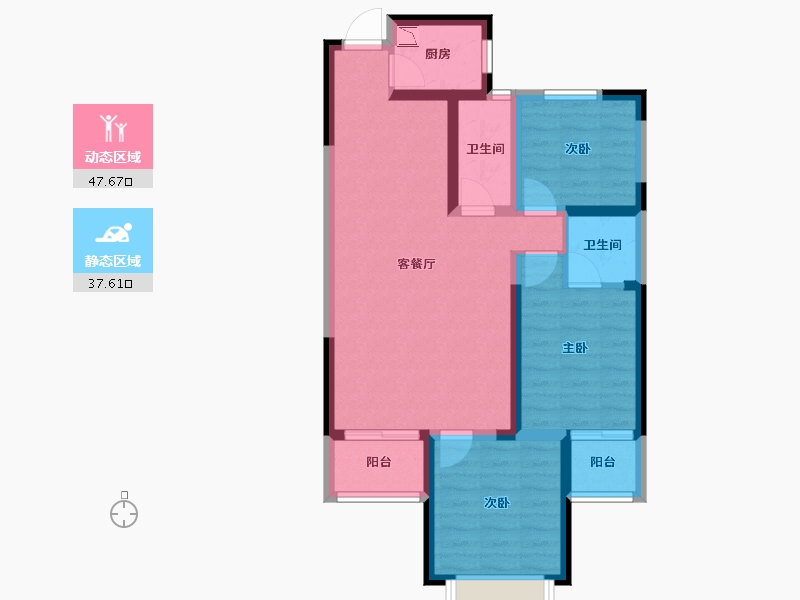 陕西省-西安市-华宇・时间城-75.01-户型库-动静分区