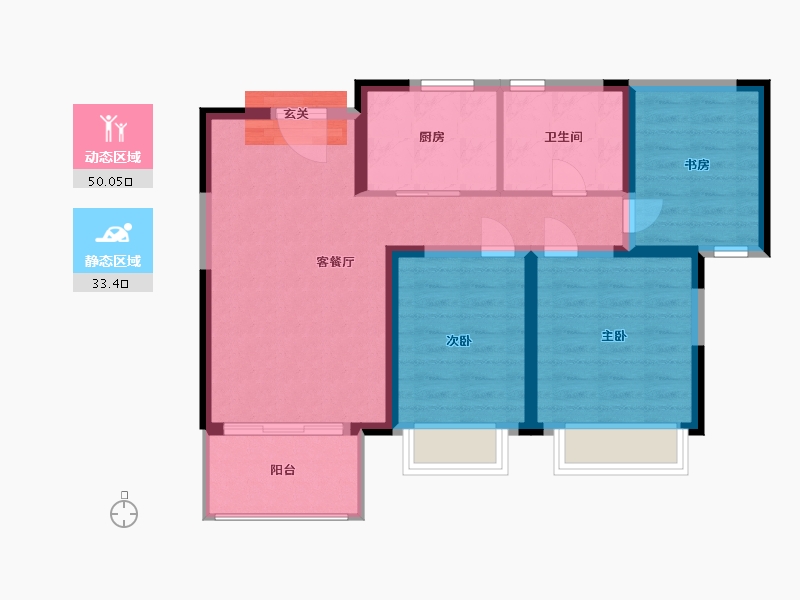 浙江省-宁波市-宁波宝龙一城-73.60-户型库-动静分区