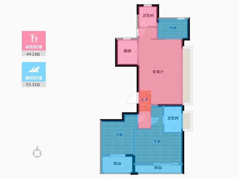 浙江省-宁波市-金地华章-87.98-户型库-动静分区