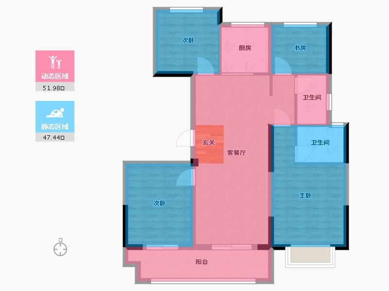 浙江省-宁波市-华鸿大发誉林府-88.91-户型库-动静分区