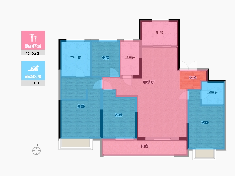 浙江省-宁波市-荣安江南润园-120.32-户型库-动静分区