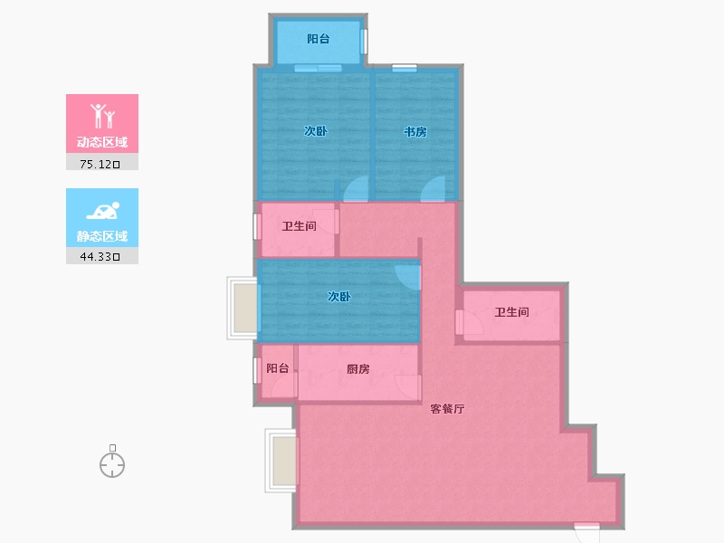 北京-北京市-天通北苑一区5号楼2004-108.95-户型库-动静分区