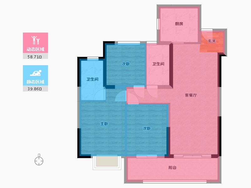 安徽省-合肥市-绿城招商・诚园-88.28-户型库-动静分区