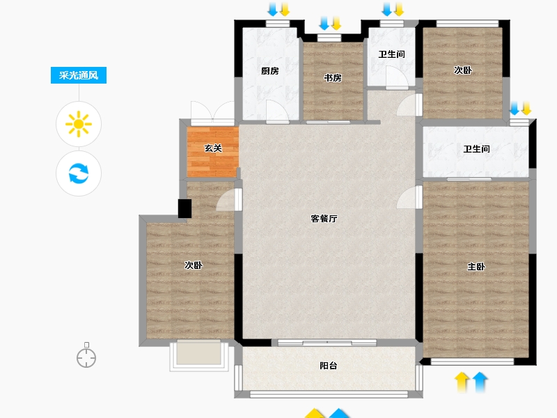 安徽省-合肥市-文一泰禾合肥院子-125.19-户型库-采光通风