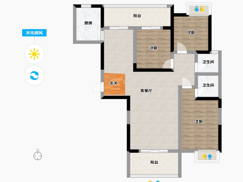 四川省-成都市-紫御华府-96.88-户型库-采光通风