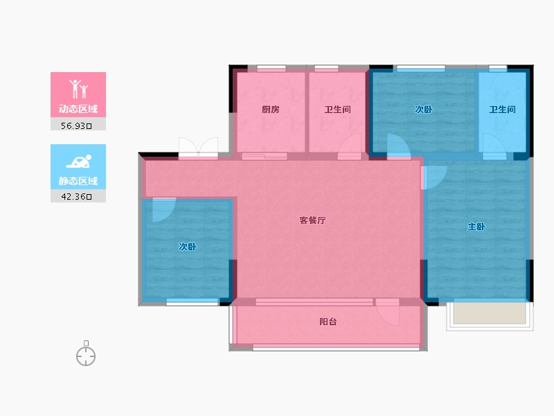 辽宁省-本溪市-碧桂园-88.56-户型库-动静分区