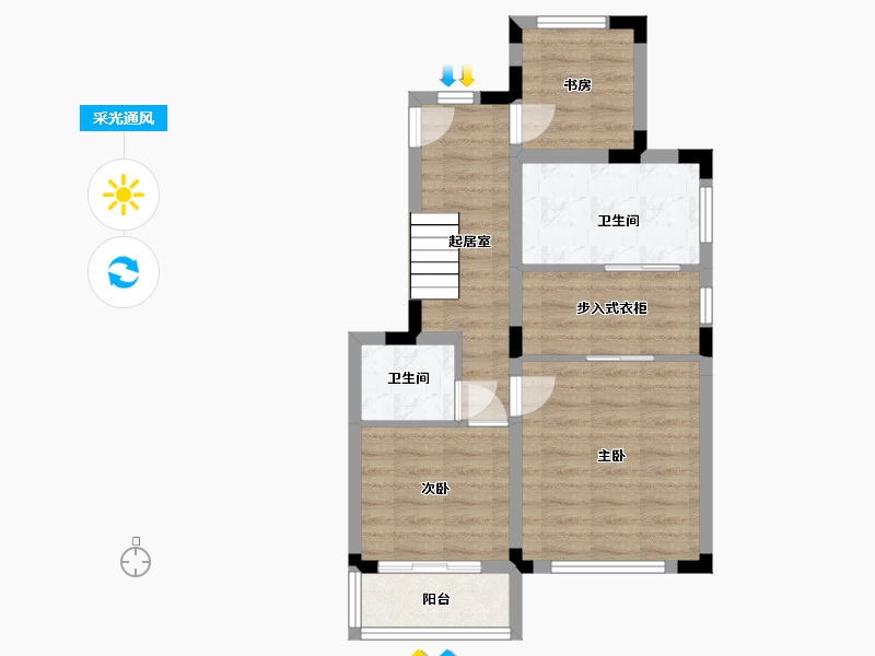 安徽省-合肥市-融创望海潮-57.00-户型库-采光通风