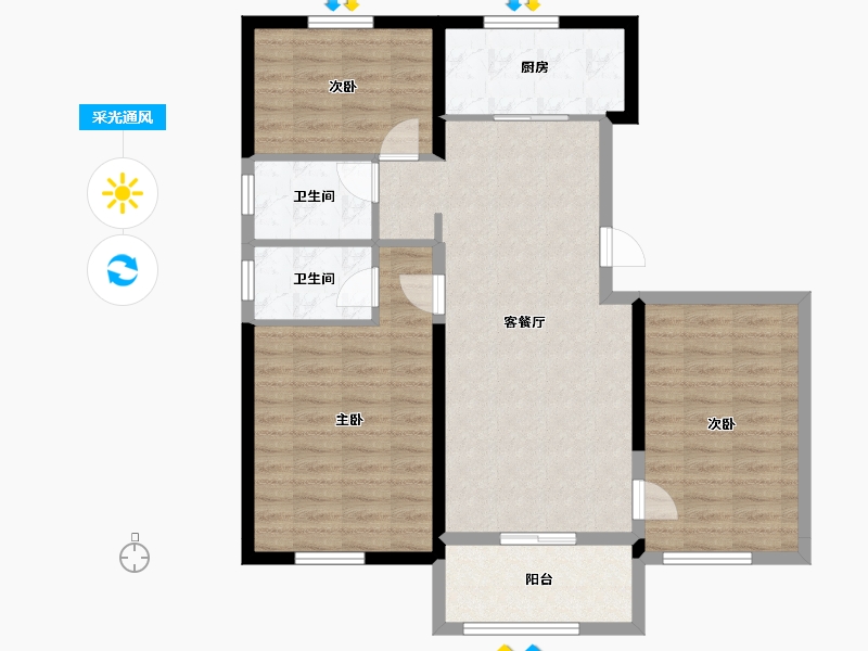 宁夏回族自治区-银川市-民生城-93.19-户型库-采光通风