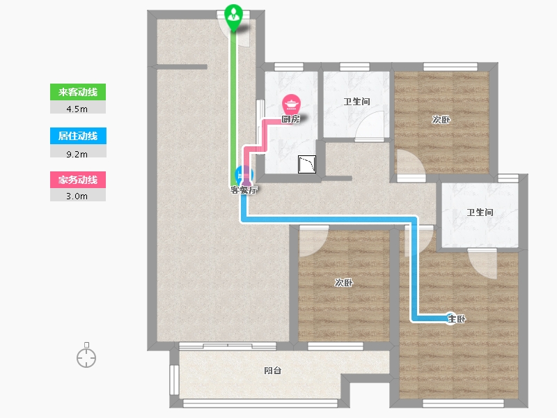 湖南省-长沙市-北辰中央公园D F1区-85.90-户型库-动静线