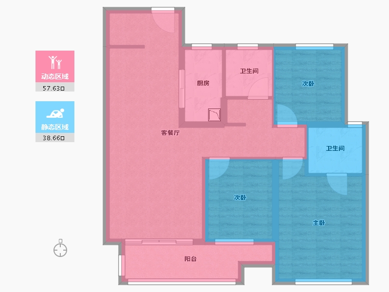 湖南省-长沙市-北辰中央公园D F1区-85.90-户型库-动静分区