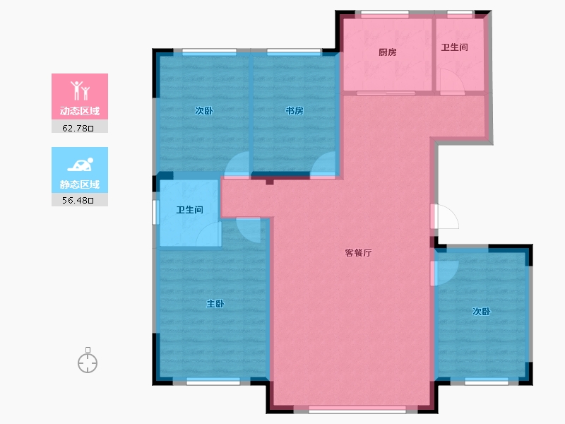 辽宁省-抚顺市-格林尚品-107.97-户型库-动静分区