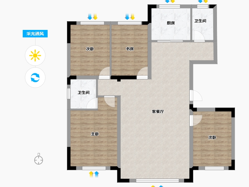 辽宁省-抚顺市-格林尚品-107.97-户型库-采光通风