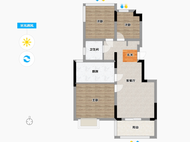 安徽省-合肥市-时代领�o-76.06-户型库-采光通风