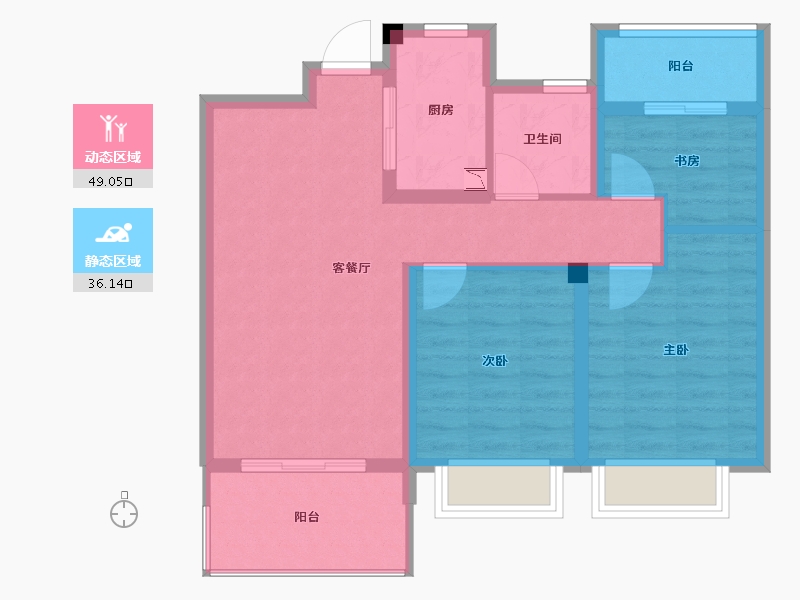 浙江省-嘉兴市-荣盛祥云府-76.00-户型库-动静分区