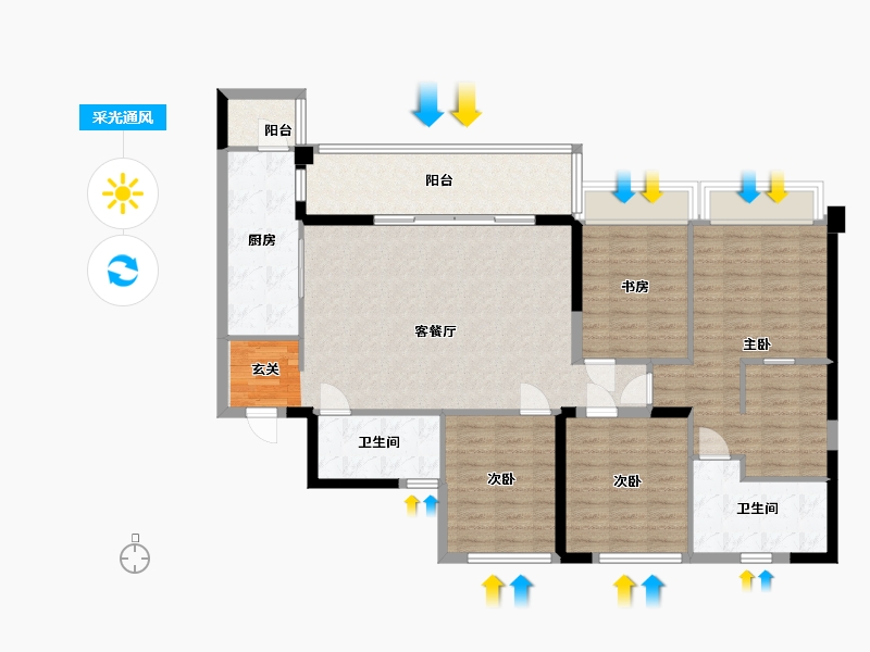 四川省-成都市-华润置地悦玺-124.56-户型库-采光通风