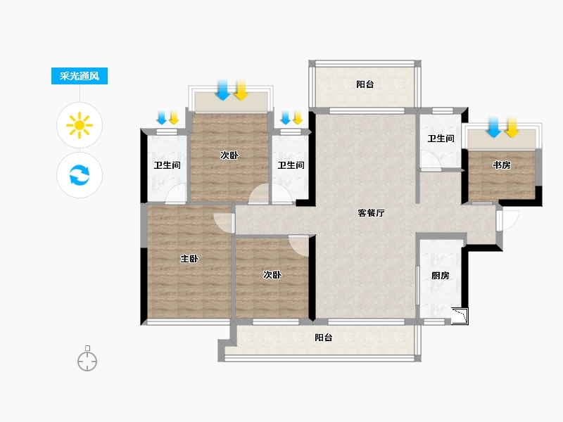 广西壮族自治区-南宁市-嘉和城温莎北郡-108.20-户型库-采光通风