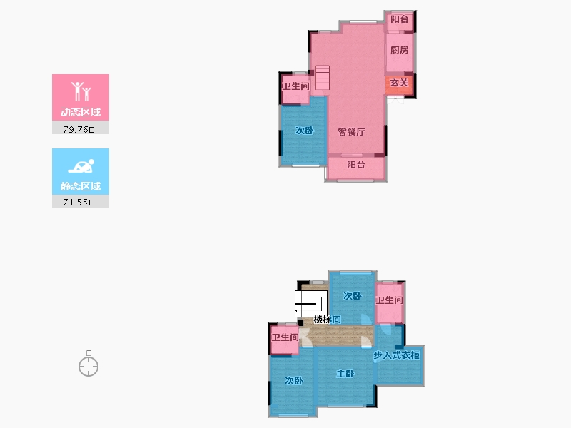 四川省-成都市-蔚蓝卡地亚云墅-147.84-户型库-动静分区